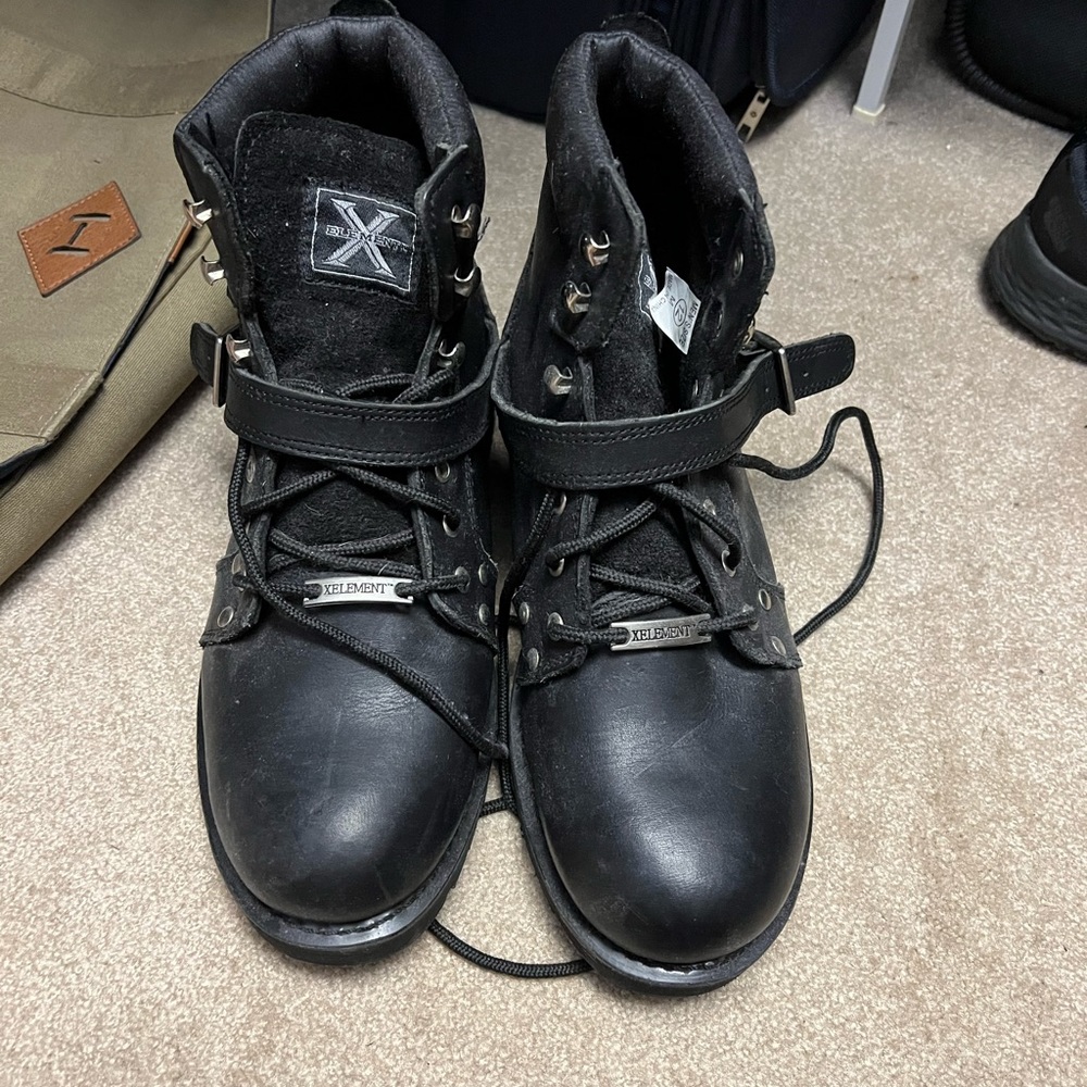 Black X element biker boots barely used. Lust price $139 see pic in listing